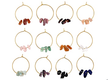 Picture of Wine Glass Charms Set of 12 in Assorted Gemstones Appx 24mm