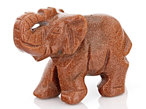 Brown Goldstone Carved Elephant Figurine