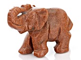 Brown Goldstone Carved Elephant Figurine