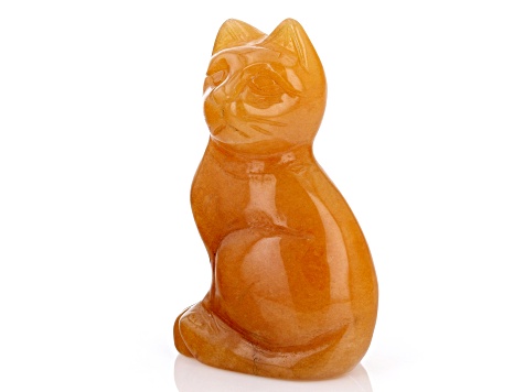 Red Quartzite Carved Cat Figurine