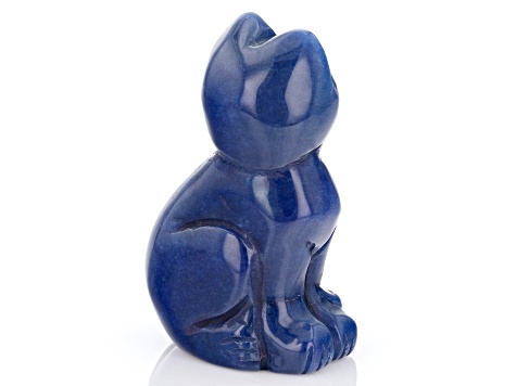 Blue Quartzite Carved Cat Figurine