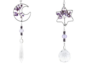 Amethyst and Glass Star and Moon Sun Catchers