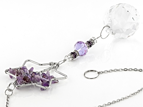 Amethyst and Glass Star and Moon Sun Catchers