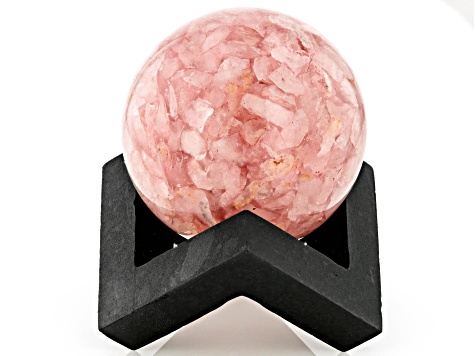 Rose Quartz in Resin Sphere with Stand