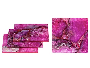 Dyed Pink Agate Square Coaster Set of 4