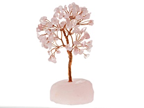 Rose Quartz Tree of Life Figurine with Rose Quartz Base