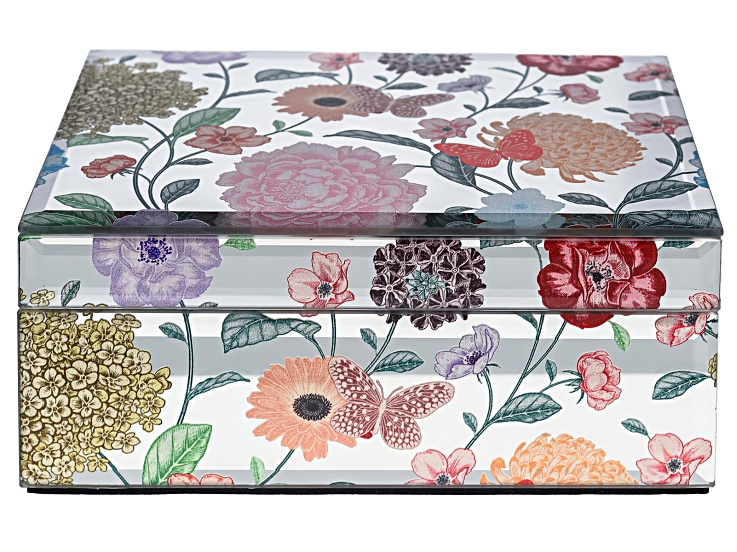 Spring Garden Print Mirrored Glass Jewelry Box - HDC142A | JTV