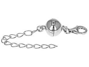 Magnetic Clasp Converter Rhodium Over Sterling Silver Large With 2 Inch Extension Chain