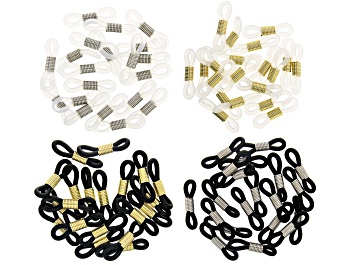 Picture of White & Black Silicone Glasses Components in Gold & Silver tone 80 Pieces Total