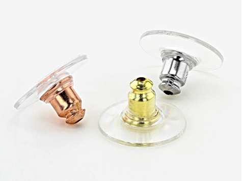 Bullet Clutch Earring Backs with Pad Set of 96 Pieces in Silver Tone, Gold Tone, and Rose Gold Tone