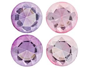 Pink & Purple Glass Diamond Paperweight Set of 4