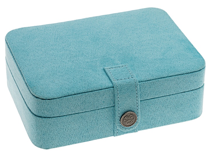 Jewelry Box Giana Plush Fabric Aqua