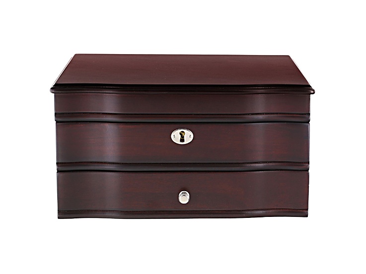 Locking Jewelry Box in Mahogany Finish