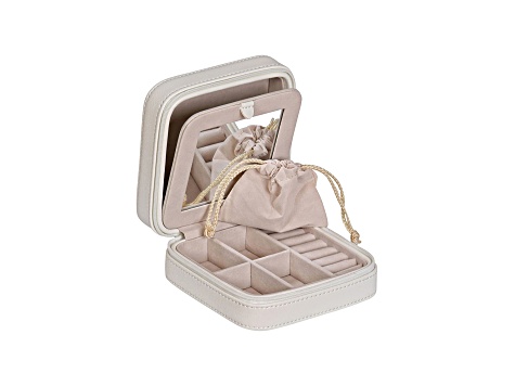 Travel Jewelry Box Dana in Faux Leather in Ivory