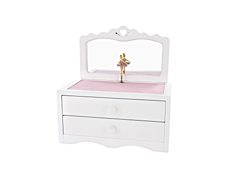 Wooden Musical Jewelry Box Kelby in White