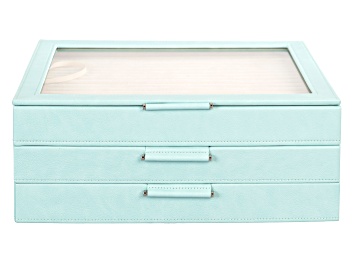 Picture of Pre-Owned WOLF Large 3-Tier Jewelry Box with Window and LusterLoc (TM) in Aqua