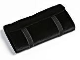 Pre-Owned Travel Jewelry Roll in Black Velveteen with Beige Faux Suede Lining