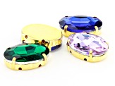 Pre-Owned Multi-Color Glass Connectors Set of 27 Pieces in 3 Colors in Gold Tone