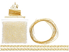 Pre-Owned Statement Necklace Supply Kit includes Pearl Simulant, Chain, And Headpins