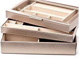 Pre-Owned WOLF Stackable Jewelry Box with Window and LusterLoc (TM) in Rose Gold