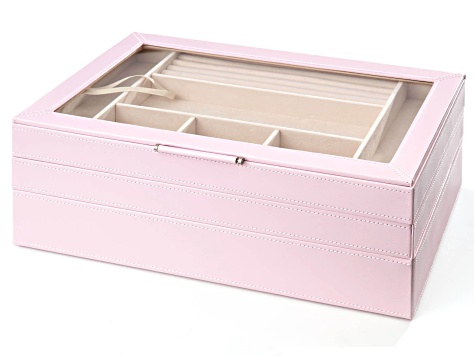 Pre-Owned WOLF Stackable Jewelry Box with Window and LusterLoc (TM) in Blush Pink