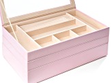 Pre-Owned WOLF Stackable Jewelry Box with Window and LusterLoc (TM) in Blush Pink