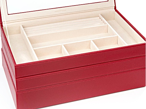 Pre-Owned WOLF Stackable Jewelry Box with Window and LusterLoc (TM) in Red