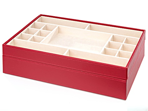 Pre-Owned WOLF Stackable Jewelry Box with Window and LusterLoc (TM) in Red