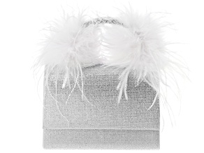 Pre-Owned Crystal With Faux Feather Clutch