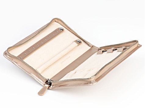 Pre-Owned Rose Gold Faux Leather Jewelry Portfolio With WOLF Exclusive LusterLoc™ Lining