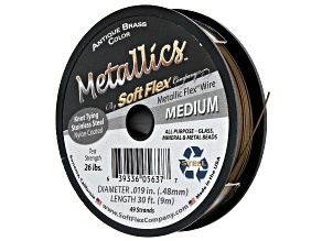 Pre-Owned Soft Flex Bead Stringing Wire in Antiqued Brass Color, Appx .019" Medium Diameter, Appx 30