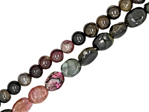Pre-Owned Multi-Tourmaline 4x6-5x8mm Oval Nugget & 2.5-4.5mm Round Bead Strand Set of 2