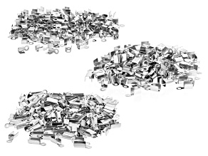 Pre-Owned Stainless Steel Folding End Crimps with Ring in 3 Sizes Appx 450 Pieces Total