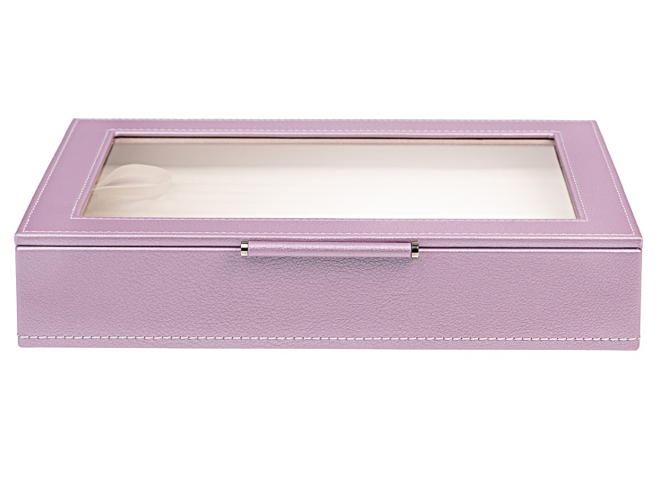 WOLF Medium Ring Box with Window and LusterLoc (TM) in Lavender Shimmer