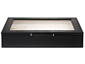 WOLF Medium Ring Box with Window and LusterLoc (TM) in Black Python