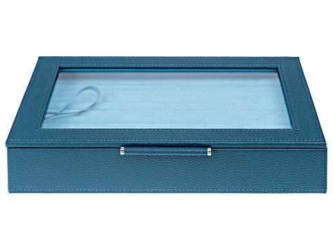 WOLF Medium Ring Box with Window and LusterLoc (TM) in Oceanic Blue with Blue Lusterloc (TM)