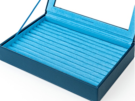 WOLF Medium Ring Box with Window and LusterLoc (TM) in Oceanic Blue with Blue Lusterloc (TM)