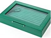 WOLF Medium Ring Box with Window and LusterLoc (TM) in Palm Leaf with Green Lusterloc (TM)