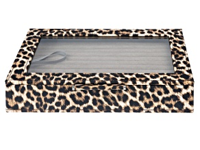 WOLF Medium Ring Box with Window and LusterLoc (TM) in Leopard with Mink Lusterloc (TM)