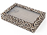 WOLF Medium Ring Box with Window and LusterLoc (TM) in Leopard with Mink Lusterloc (TM)