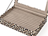WOLF Medium Ring Box with Window and LusterLoc (TM) in Leopard with Mink Lusterloc (TM)