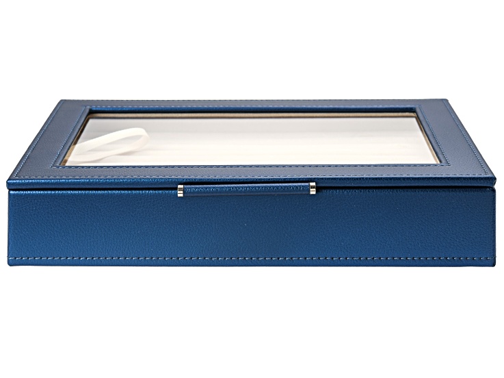 WOLF Medium Ring Box with Window and LusterLoc (TM) in Blue Shimmer