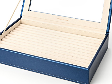 WOLF Medium Ring Box with Window and LusterLoc (TM) in Blue Shimmer