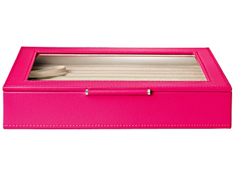 WOLF Medium Ring Box with Window and LusterLoc (TM) in Fuchsia Pink