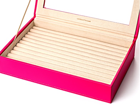WOLF Medium Ring Box with Window and LusterLoc (TM) in Fuchsia Pink