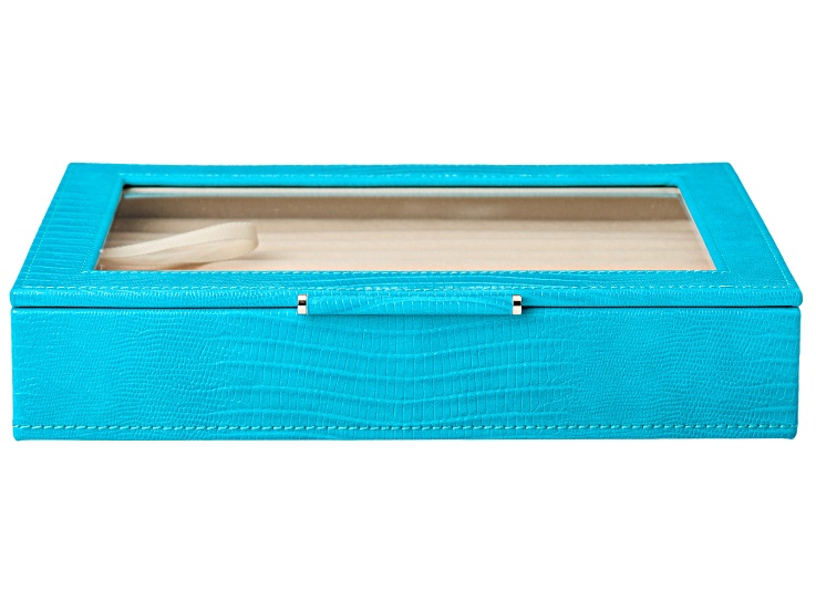 WOLF Medium Ring Box with Window and LusterLoc (TM) in Turquoise Python