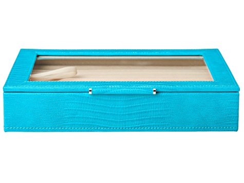 WOLF Medium Ring Box with Window and LusterLoc (TM) in Turquoise Python