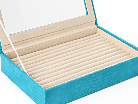 WOLF Medium Ring Box with Window and LusterLoc (TM) in Turquoise Python