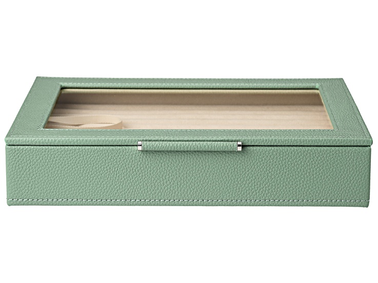 WOLF Medium Ring Box with Window and LusterLoc (TM) in Juniper Green