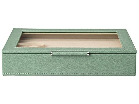 WOLF Medium Ring Box with Window and LusterLoc (TM) in Juniper Green